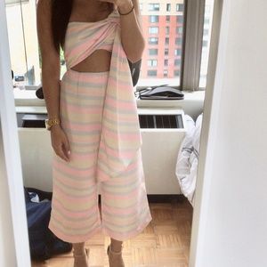 ASOS DESIGN Structured Drape Jumpsuit In Pastel Stripe